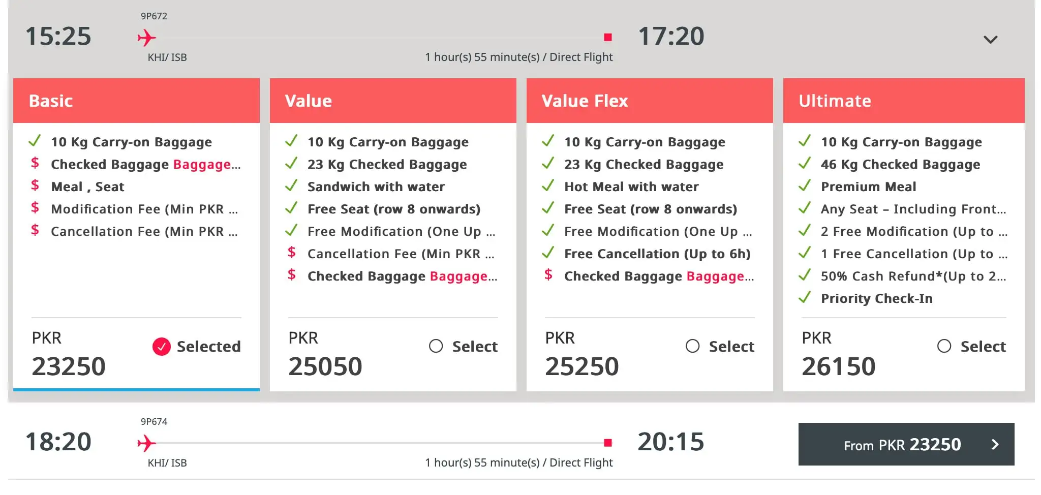 Selecting flight on fly Jinnah website by world air travel services